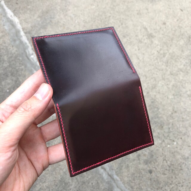 Horween Shell Cordovan Minimalist Wallet, Handmade Shell Cordovan
