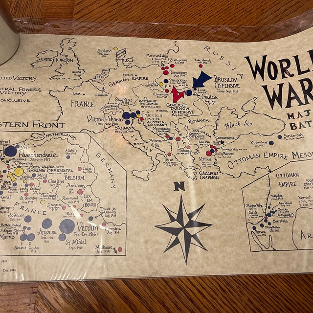 第一次世界大戦の戦闘の手描き地図 - Etsy 日本