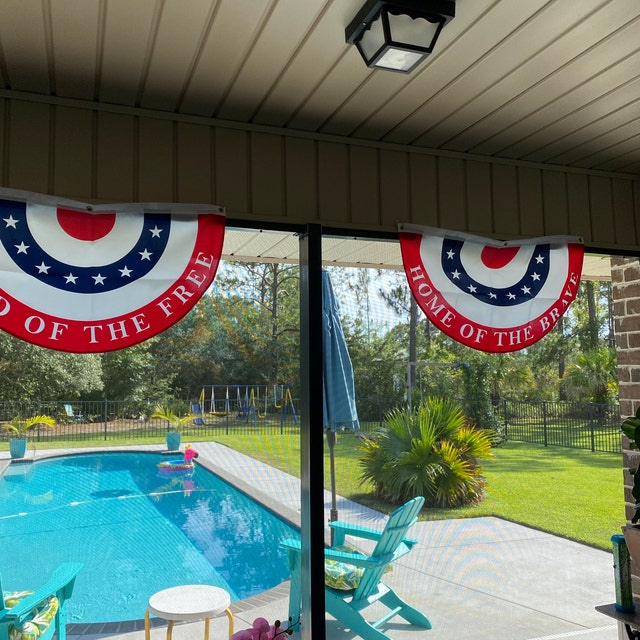 Ruffin USA Pleated Fan Flag – American US Bunting – Half Fan Banner 3x6 1 Pack