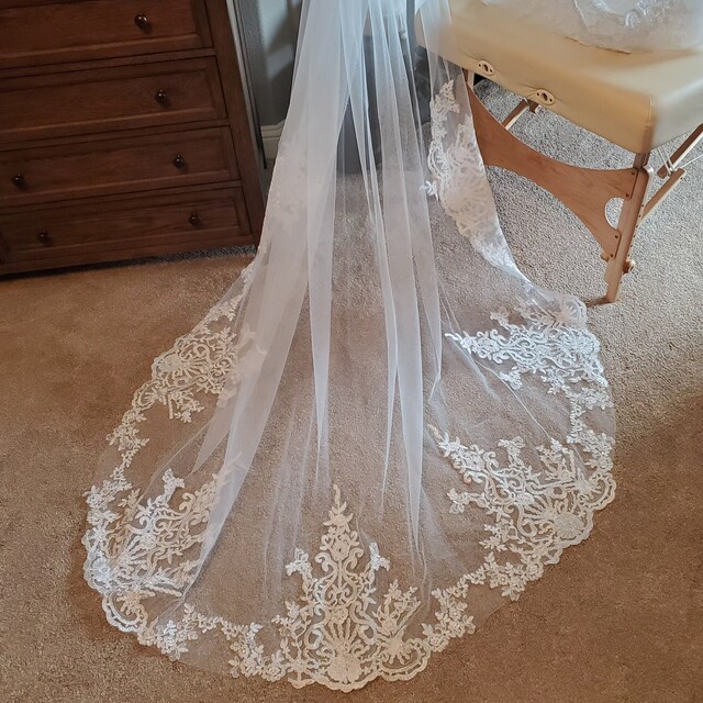 TGRTY Braut Hochzeitsschleier 75-500cm Weiß/Elfenb Produktbild-Vorschau 7
