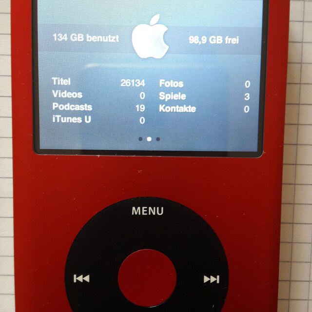 Apple iPod Classic - 第7世代/第6世代、赤＋黒（3000mAhバッテリー