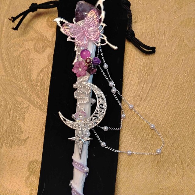 妖精の太陽と月のクリスタルワンド：手作りの魔法のコスプレ小道具