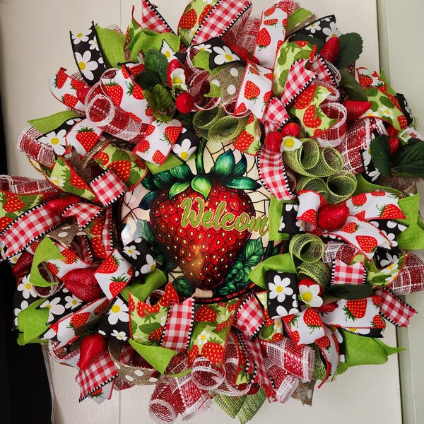 Strawberry Wreath Sign, Strawberry Sign, Aluminum Sign for Wreath ...
