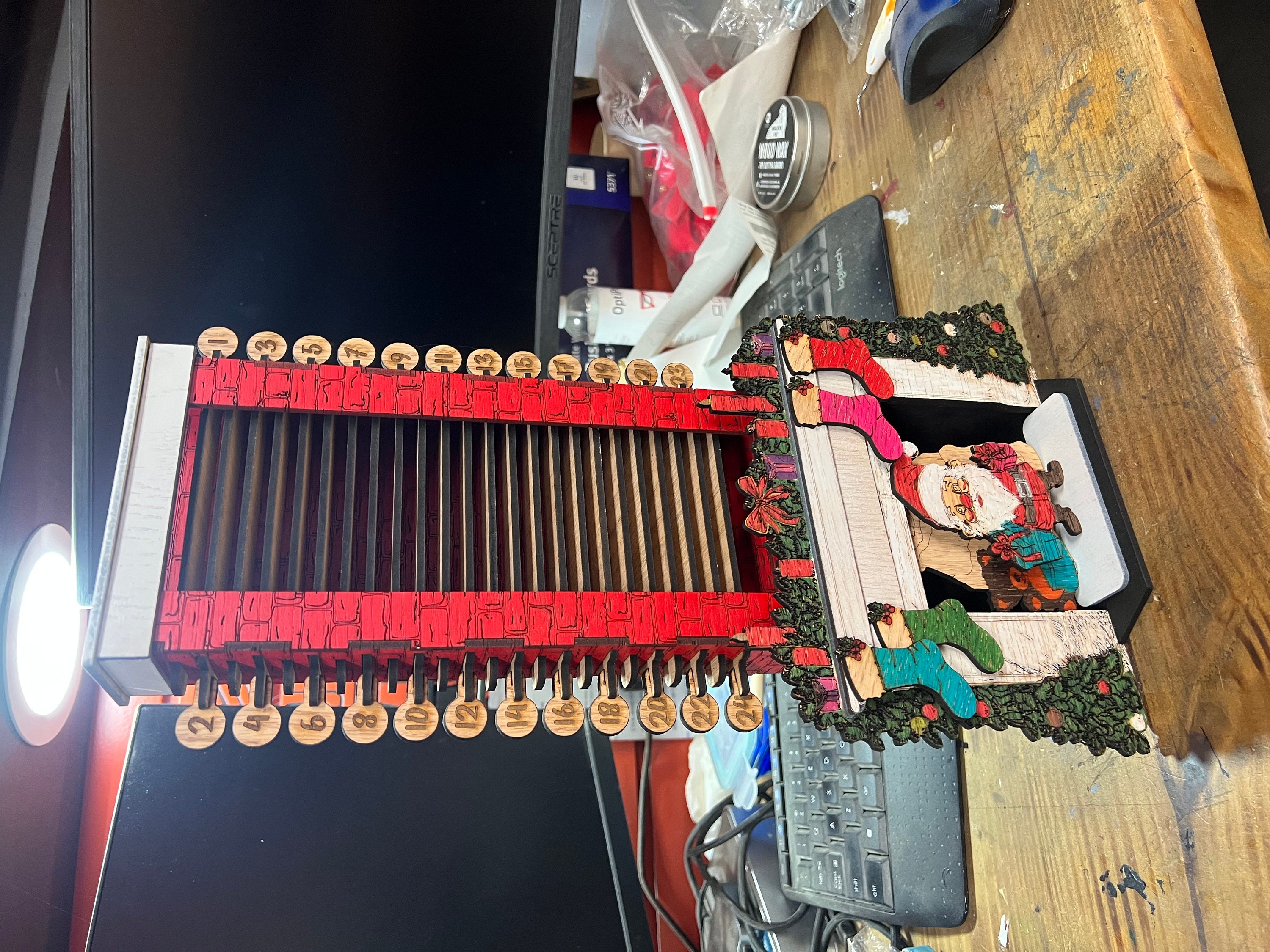 Santa in the Chimney, Christmas Advent Countdown Calendar, Laser Cutting