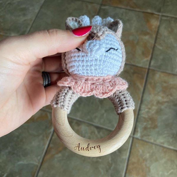 Personalized Baby Rattles • Animal Crochet Rattles • Baby Shower ...