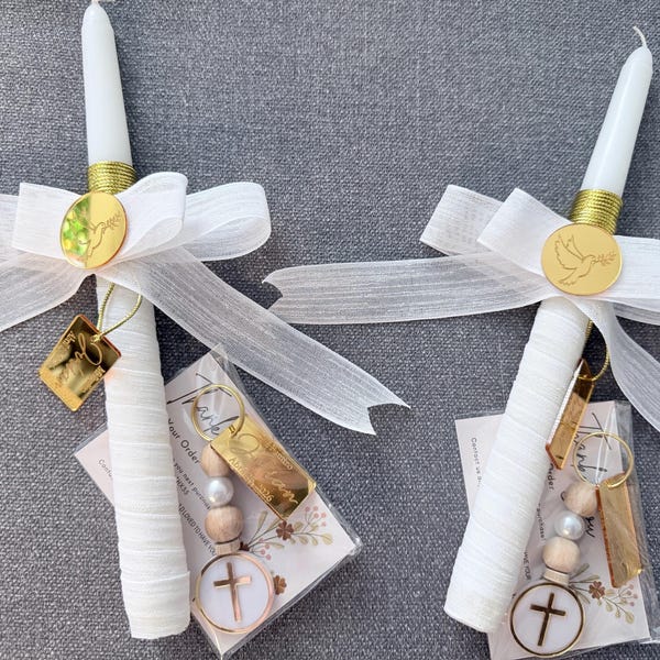 Personalized Christening Candle, Taper Candle Baptism Gift, First ...