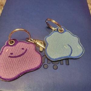 Ditto Butt Embroidered Tag Keychain - Mini Jet Tag Keyring Purple