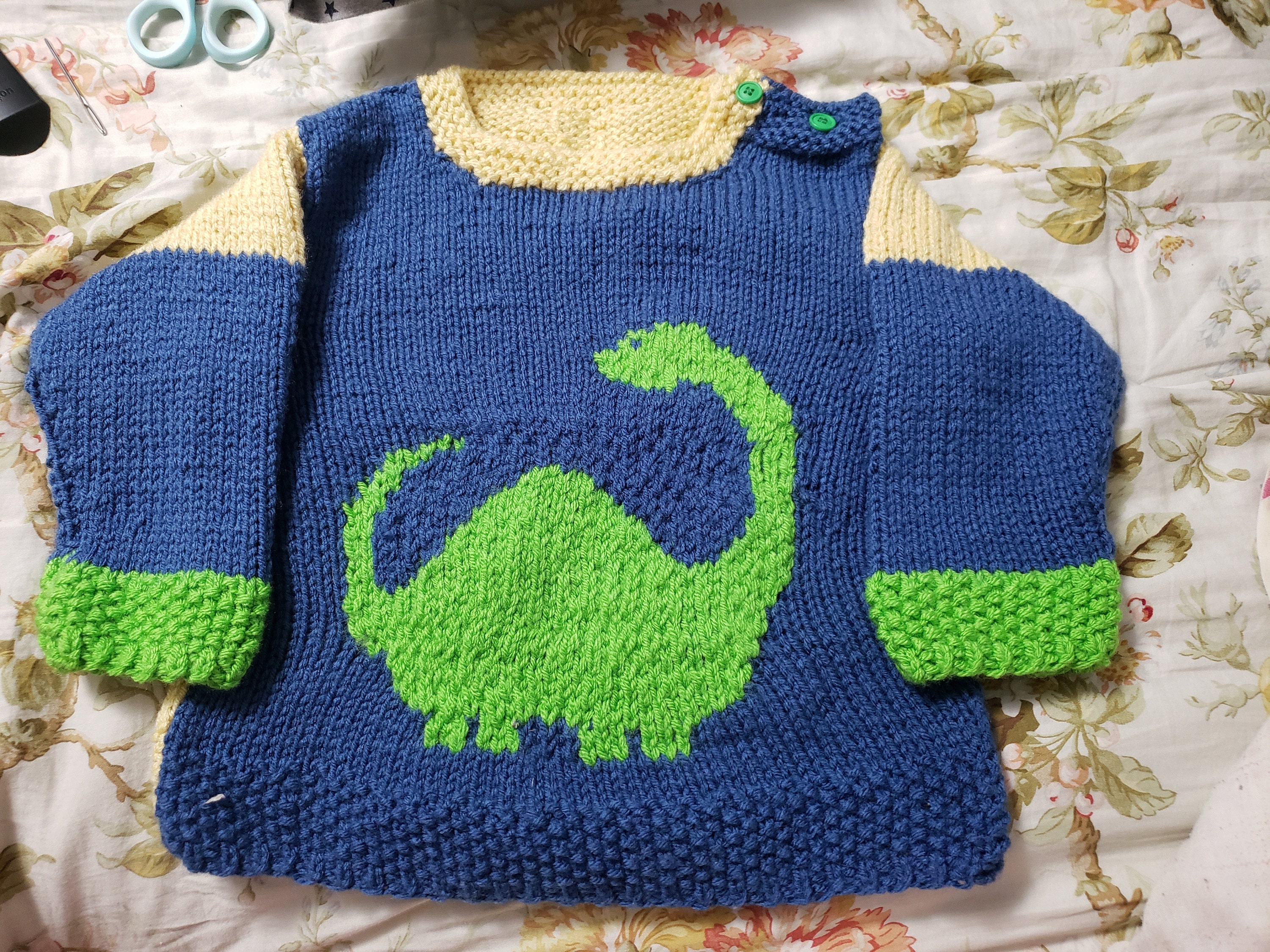 Knitting Pattern for Baby Dinosaur Sweater and Hat, Aran Sweater and ...
