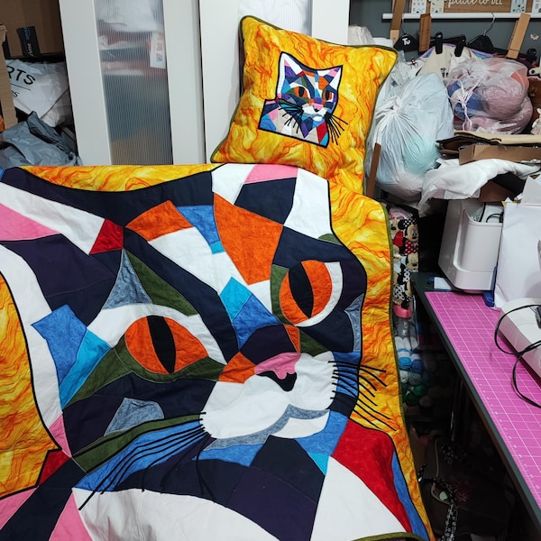 Patchwork Animal Patterns Cat Patchwork Pattern , Animal Patchwork Project , Cat Quilt , Cat ...