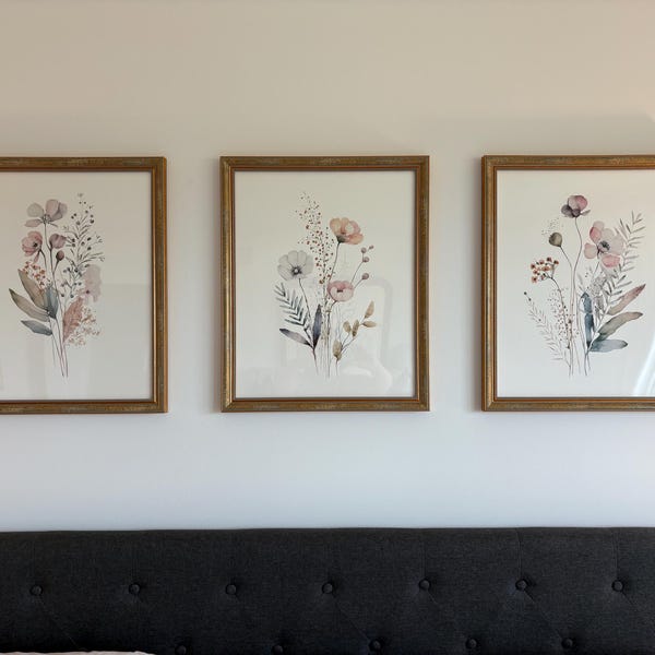Wildflower Wall Art Prints Set of 3 Watercolor Wildflower Print Wild ...