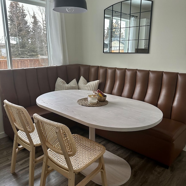 Oval Pedestal Table, Wood Pedestal Dining Table, White Pedestal Kitchen Nook Table, Pedestal ...