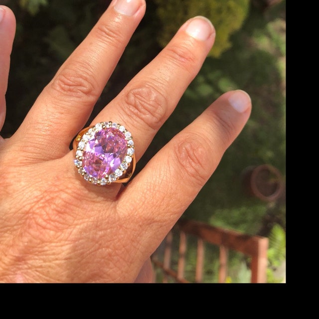 JBK Jackie Kennedy Pink Statement Ring: Gold-plated Sterling