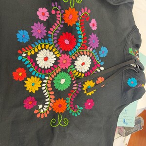 Hand Embroidered Floral Hoodie: Mexican Artisan Sweatshirt - Etsy UK