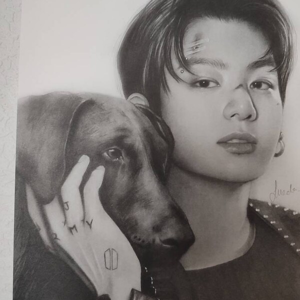 BTS Jungkook & Bam Pencil Drawing : PRINT From Original Fanart - Etsy