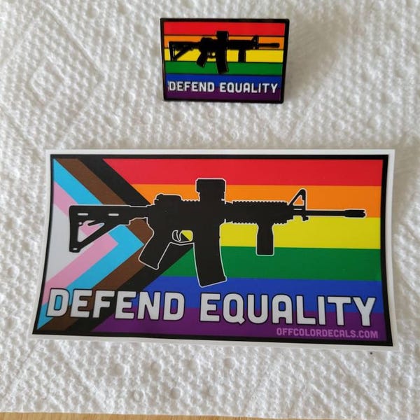 Defend Equality Gay Pride Flag and Rifle - Hard Enamel Pin - Etsy