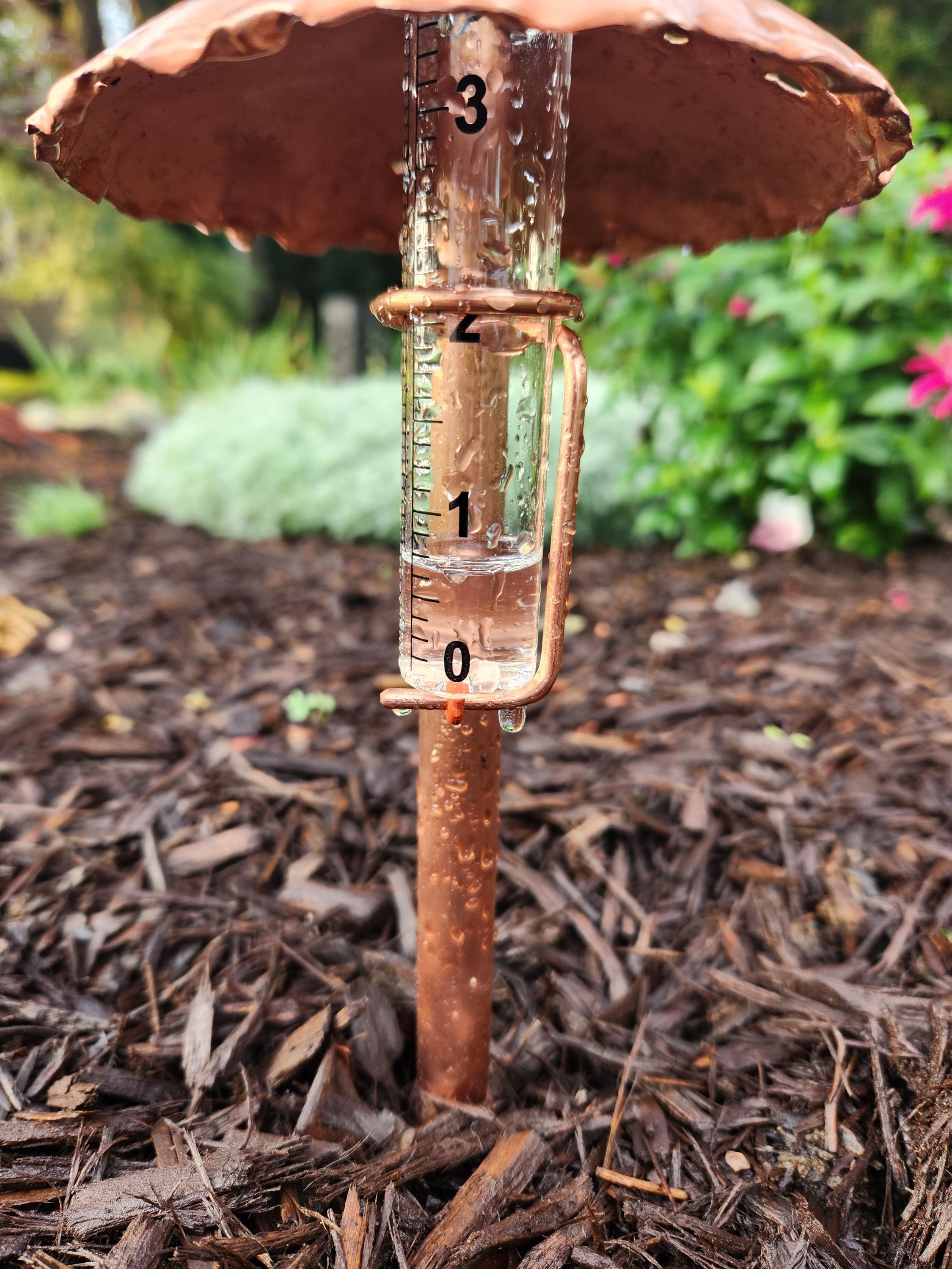 Copper Mushroom Rain Gauge