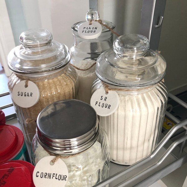 Clay Kitchen Tags, Food Labels, Food Tags, Pantry Labels, Kitchen Jars ...