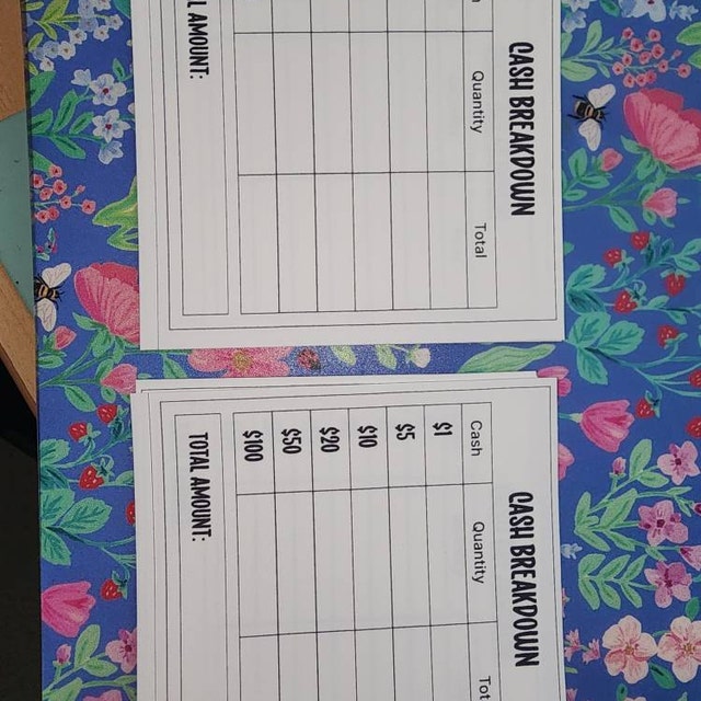 MANWU - 2pcs Cash Breakdown Teller Sticky Note Tracker