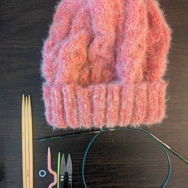 Hat KNITTING PATTERN - Cable Knit Beanie Pattern, Classic Aran Cable ...