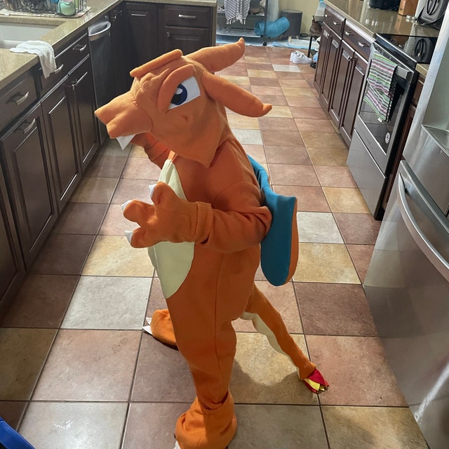 Costumes d'Halloween combinaison Pokémon Dracaufeu de luxe, enfants, moyen