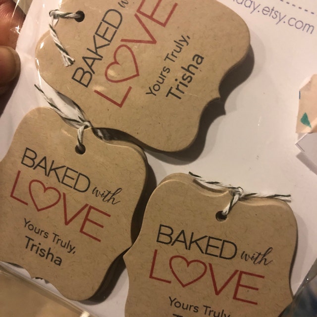 Made With Love Tags Baked With Love Custom Gift Tags Brown Kraft