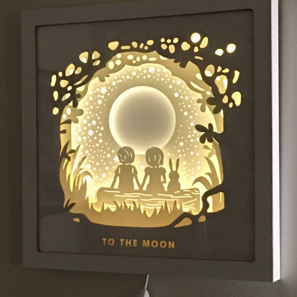 3D Paper Cut Light Box Template Digital SVG Files THE MOON, Laser Cut ...