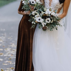 Velvet Corset Draped Gown - Chocolate Brown
