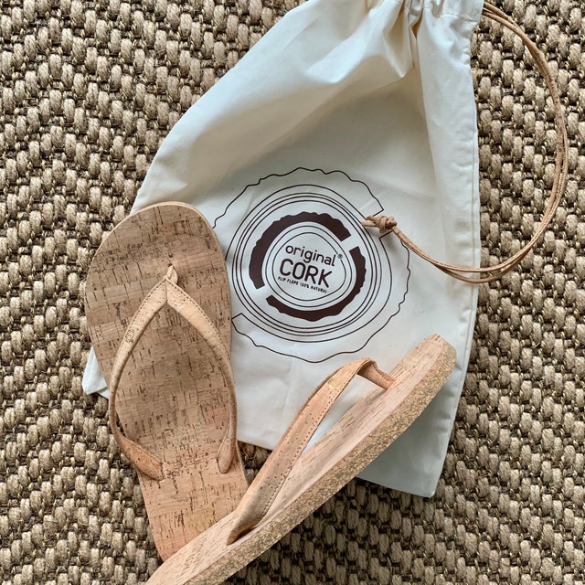 Cork Flip Flops Cotton Logo Bag Cork Lace Unique Flip Flops