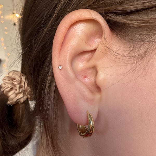 ZDE orecchini da donna in titanio orecchini a sfera con retro piatto orecchini da donna ipoallergenici orecchini a perno in cartilagine da 3 mm per orecchie sensibili (Black, 3MM