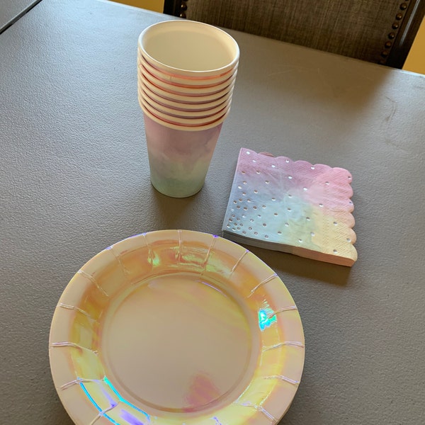 Pastel Party Cups - Pastel Rainbow Party, Unicorn Party, Mermaid Party ...