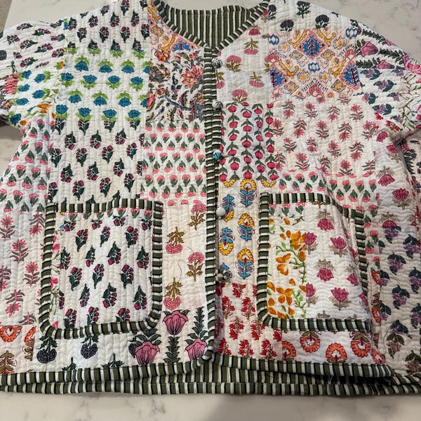 Patchwork Cotton Quilted Jacket Bohemian Winter Wear Coat Reversible ...