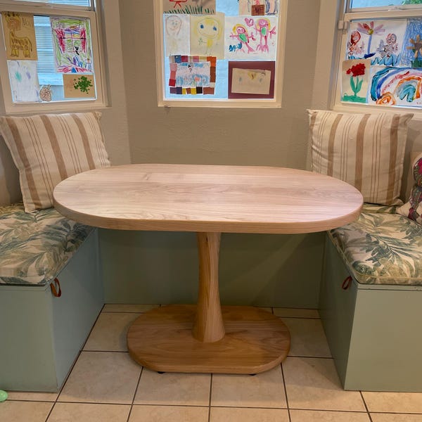 Solid Wood Oval Kitchen Table, Oval Pedestal Table - Etsy
