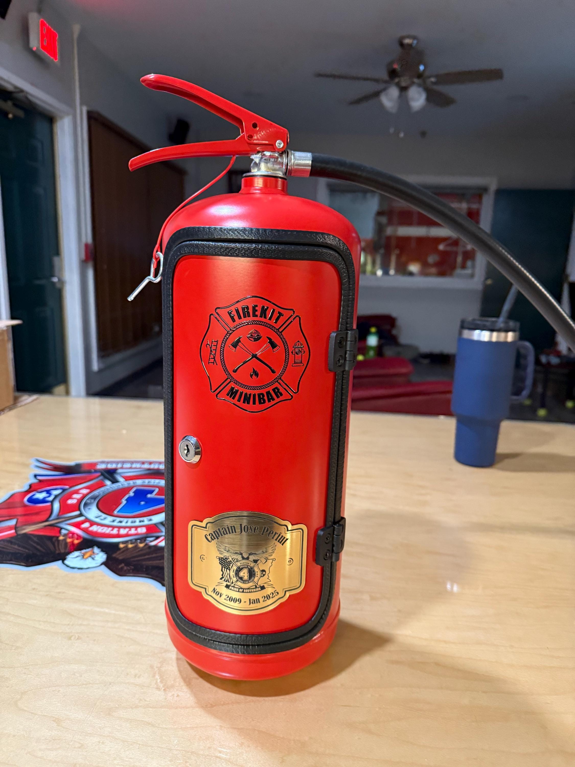 Personalized Fire Extinguisher Mini Bar Firefighter gift original present for man him husband unique best dad guys unique boyfriend