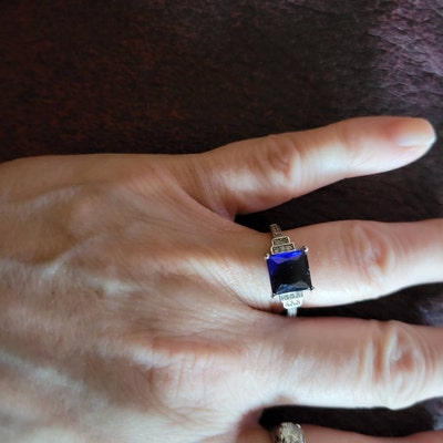 Blue Sapphire Engagement Ring Princess Cut September - Etsy