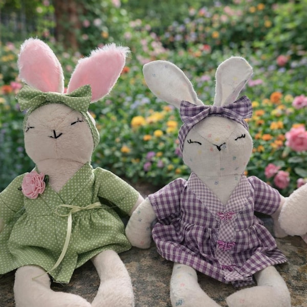 Bellehop Bunny Sewing Pattern: DIY Stuffed Animal With Clothes (PDF ...