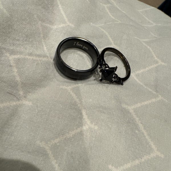 Orion Nebula Ring Set Hexagon Cut Matching Promise Rings for Couples