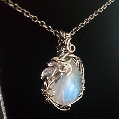 Moonstone Necklace Sterling Silver Moonstone Necklace Blue Moonstone ...