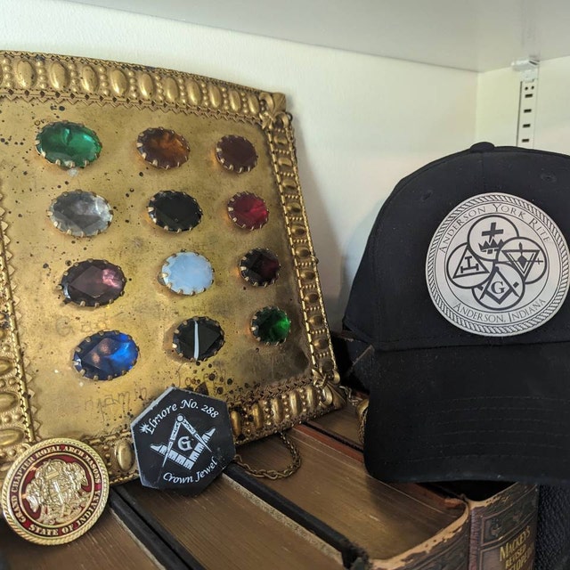 Freemasonry Leather Masonic Square & Compass Patch Hat