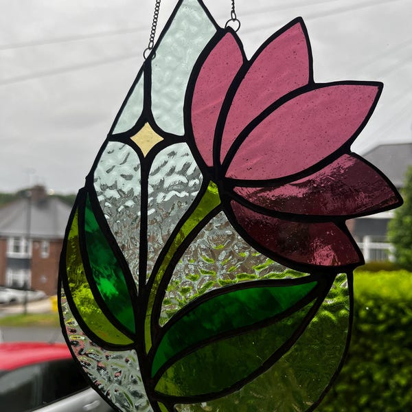 Botanical Drop Stained Glass Pattern. Beginner Stained Glass Pattern ...