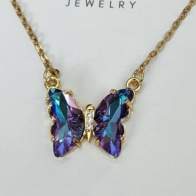Crystal Butterfly Necklace, Beautiful Jewelry, Colorful Cubic Zirconia ...
