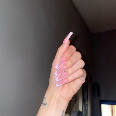 Bubblegum Pink French Press Ons Press on Nails Handmade - Etsy