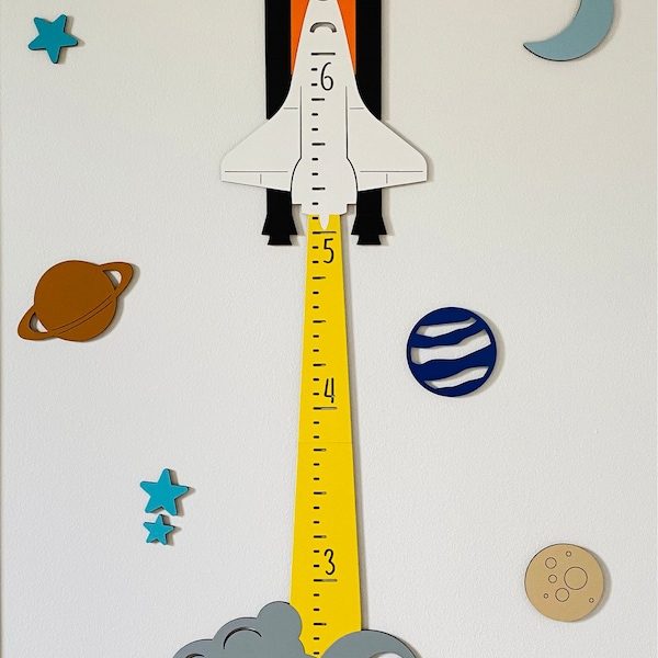 Personalized Space Themed Growth Chart Wooden Growth Chart Rocket Ship ...