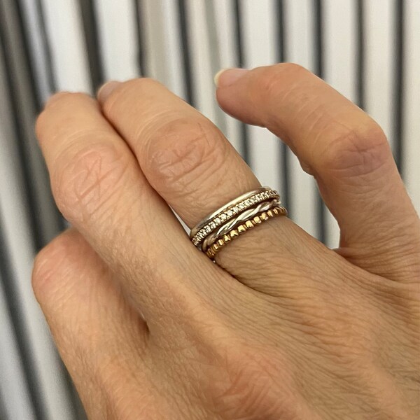 Silver Twist Ring Relaxed Rope Infinity Loose Twisted Skinny Wedding ...