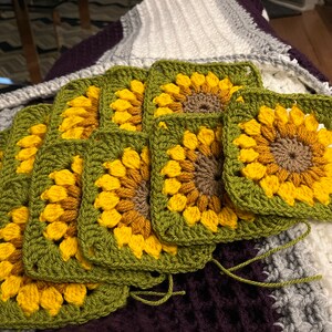 Sunflower Granny Square Crochet Pattern Step-by-step English Pdf Guide ...