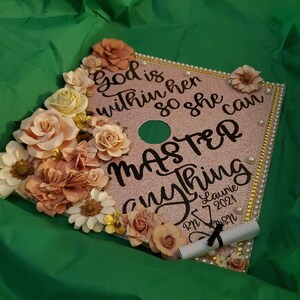 Graduation Cap Decoration God Is Within Her She Can Master Etsy