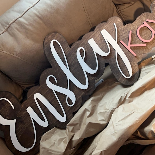 Personalized 3D Nursery Baby Name Sign | Custom Wood Name Plaque ...