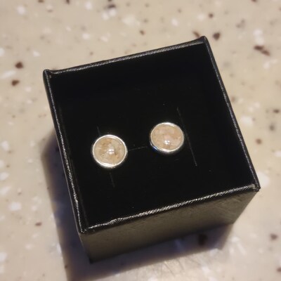 Cremation Earrings Made With Ashes, Sterling Silver Stud Earrings, Pet ...