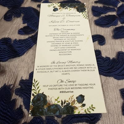 Navy Wedding Program Template, Ceremony Program Printable, Floral Boho ...