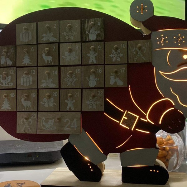 Christmas Wooden Light up Advent Calendar Santa #39 s Sackand