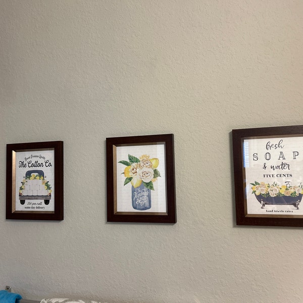 Set of 4 NAVY Bathroom Wall Art the Cotton Co Truck Custom Bathroom